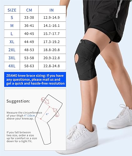 Miniatura 2 de ZEAMO - Rodillera con estabilizadores laterales y almohadillas de gel para rótula para desgarro de menisco, rodillera de rótula para dolor de