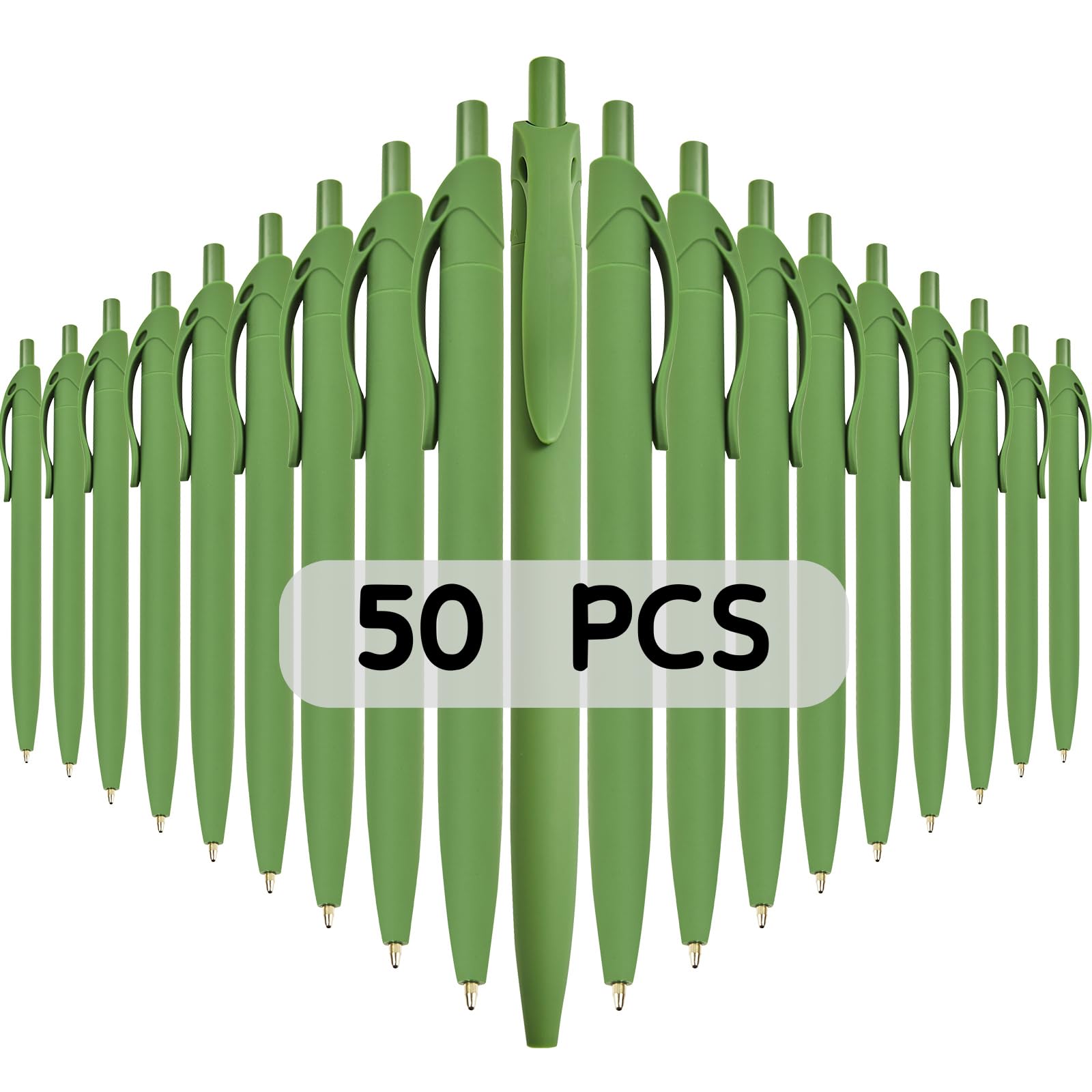 Wiaziert BallPoint Pens, 50 Pack (BLACK Ink),Bulk Pens, Green Barrel,Click Pens for Office Home and School, Retractable Ballpoint Pens, Medium Point,