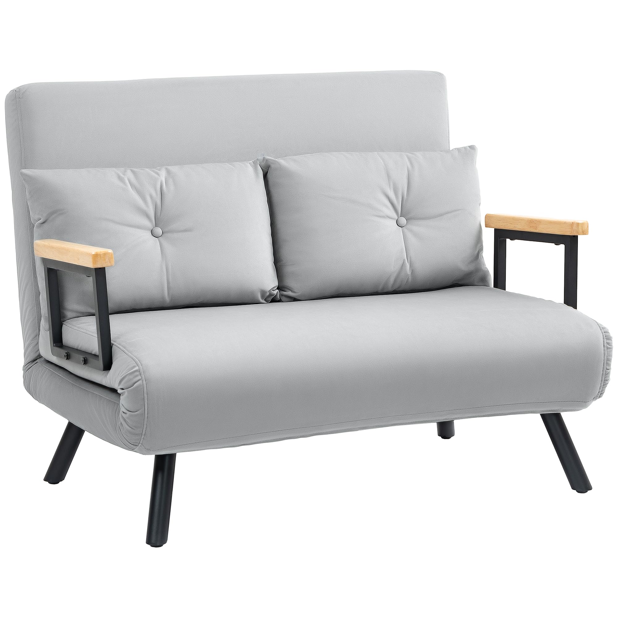 HOMCOM 2 Seater Sofa Bed Click Clack Convertible Bed Settee Light Grey