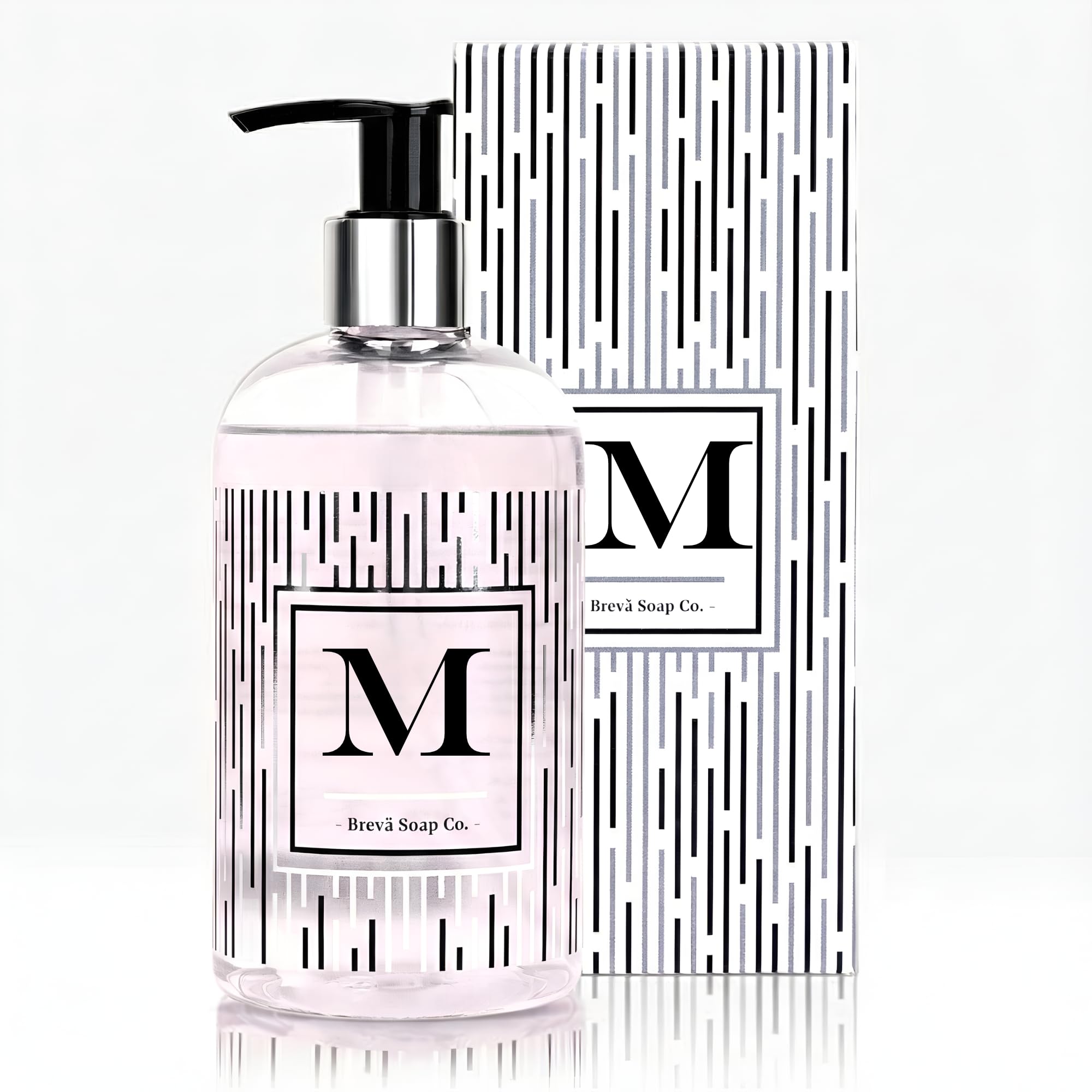 Brevä Soap Co. Monogrammed Luxury Liquid Hand Soap | Choose from Letters A to Z | Citrus Bloom Scent | Personalized Liquid Hand Wash for Bathroom &