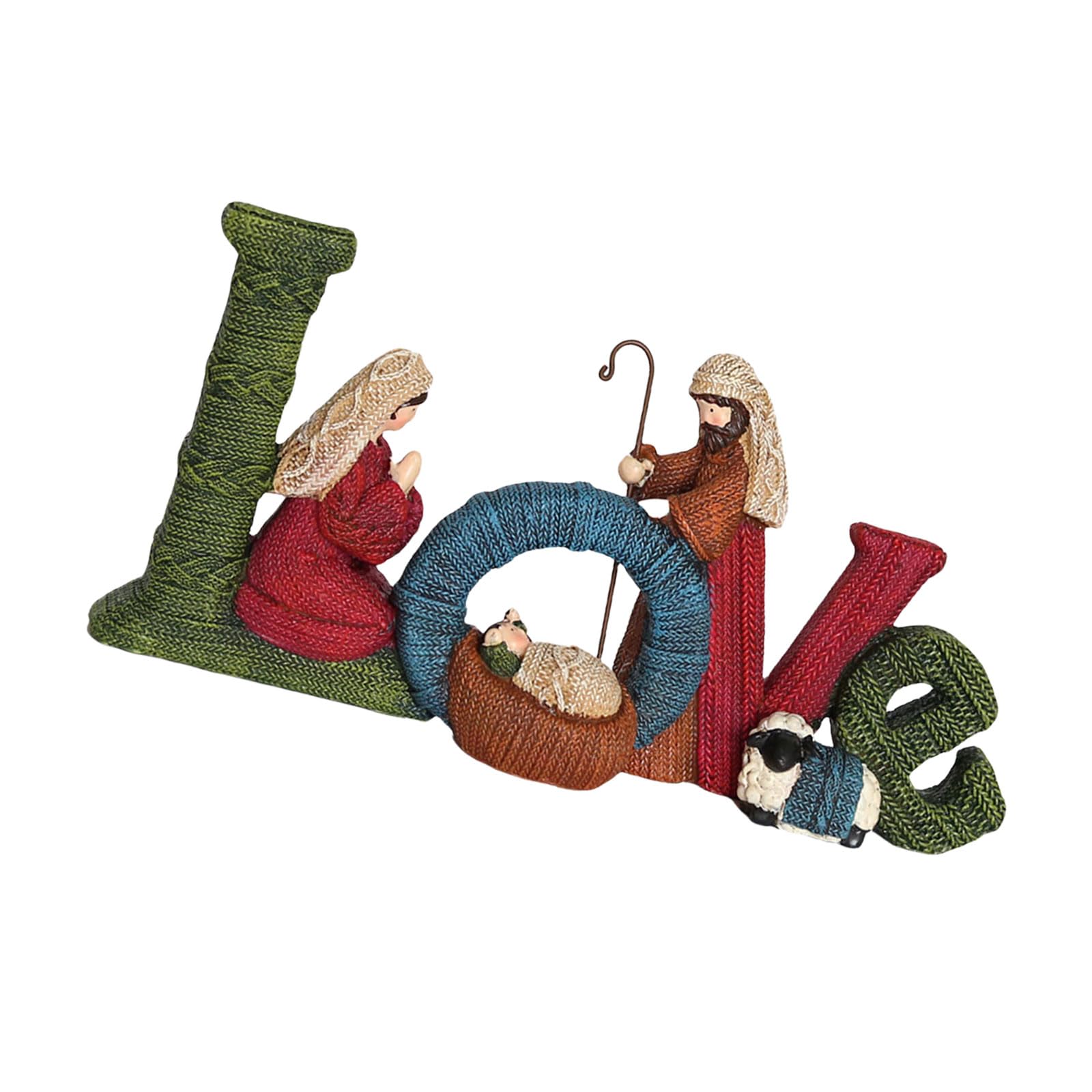 Limtula Resin Nativity Display with Holy Family and Love Statue for Winter Home Decoration Religious Inspiration Holy Statue Resin Nativity Set