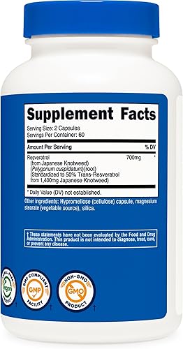 Miniatura 8 de Nutricost Resveratrol 0.017 onzas 120Cápsulas50% Trans-Resveratrol, 1