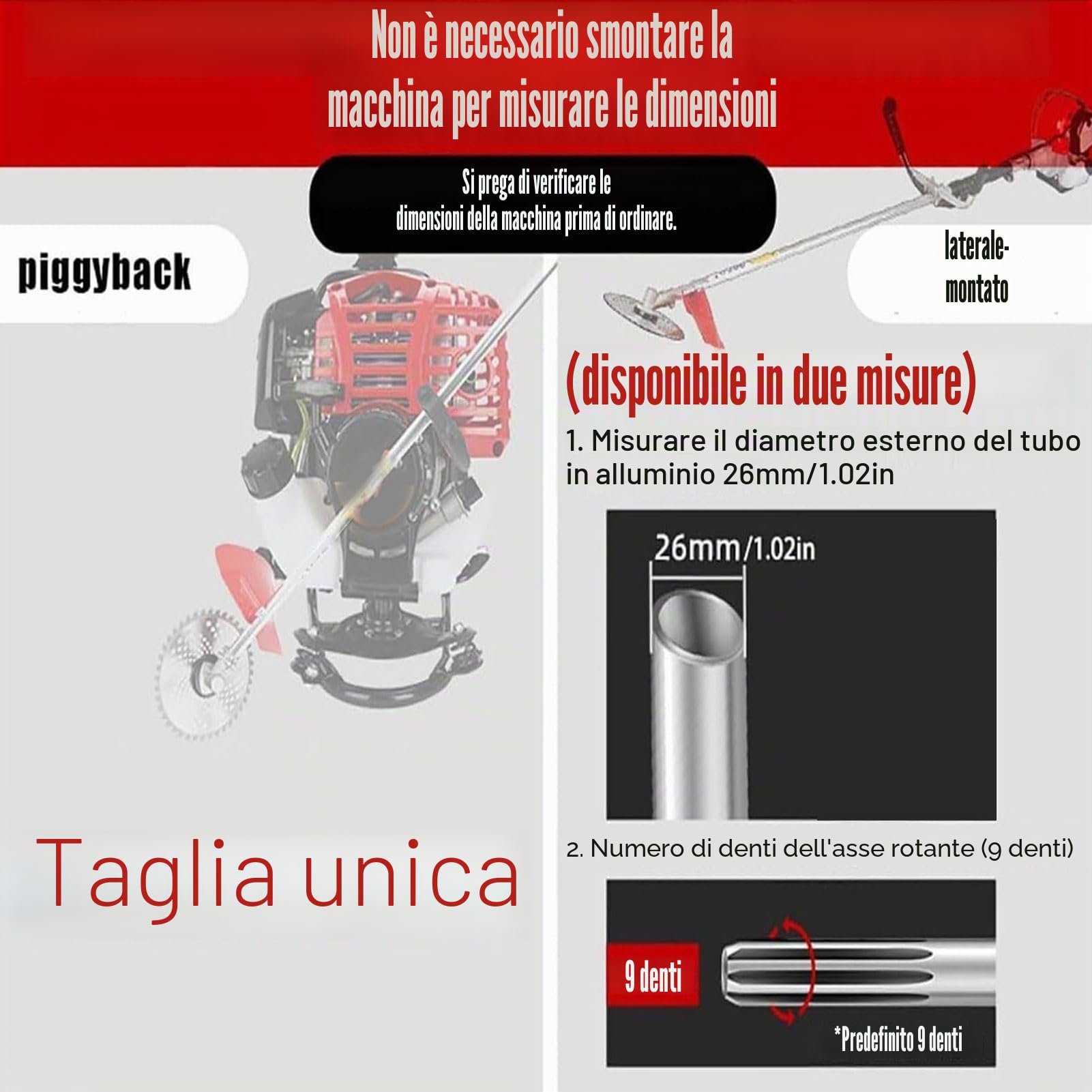 Attacco per Motozappa da Giardino, Denti per Motozappa da 26 Mm a 9 Denti per Giardinaggio, Attacco per Aratro Elettrico per Decespugliatore, Mangiatore di Erbacce, Tosaerba