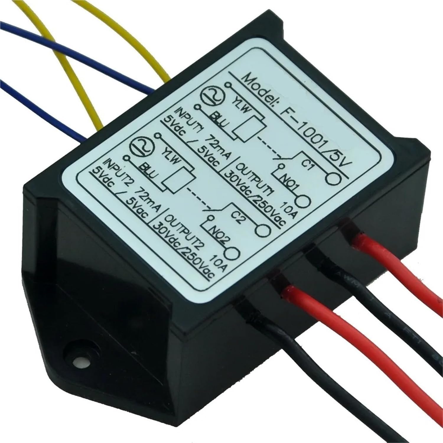Dual SPST-NO 10A Power Relay Module, 5V AC/DC Control, Compact Design for Flexible Signal Selection