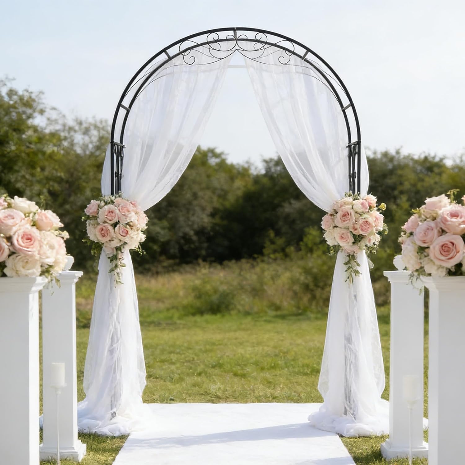 FIZZEEY Garden Arch - Metal Garden Arbor Arch Trellis for Climbing Plants and Vines, Outdoor, Garden Lawn, Backyard, Black