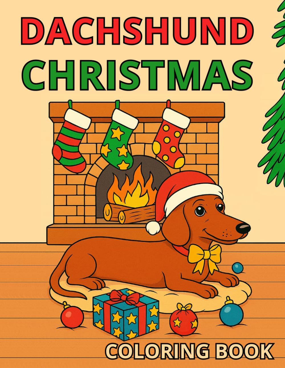 Dachshund Christmas Coloring Book for Kids Ages 4+: Cute Holiday Dackel Adventures: 20 Fun and Festive Coloring Pages — Dachshund Dog in the Christmas ... Snow, Cookies, Christmas Tree & Santa Visit