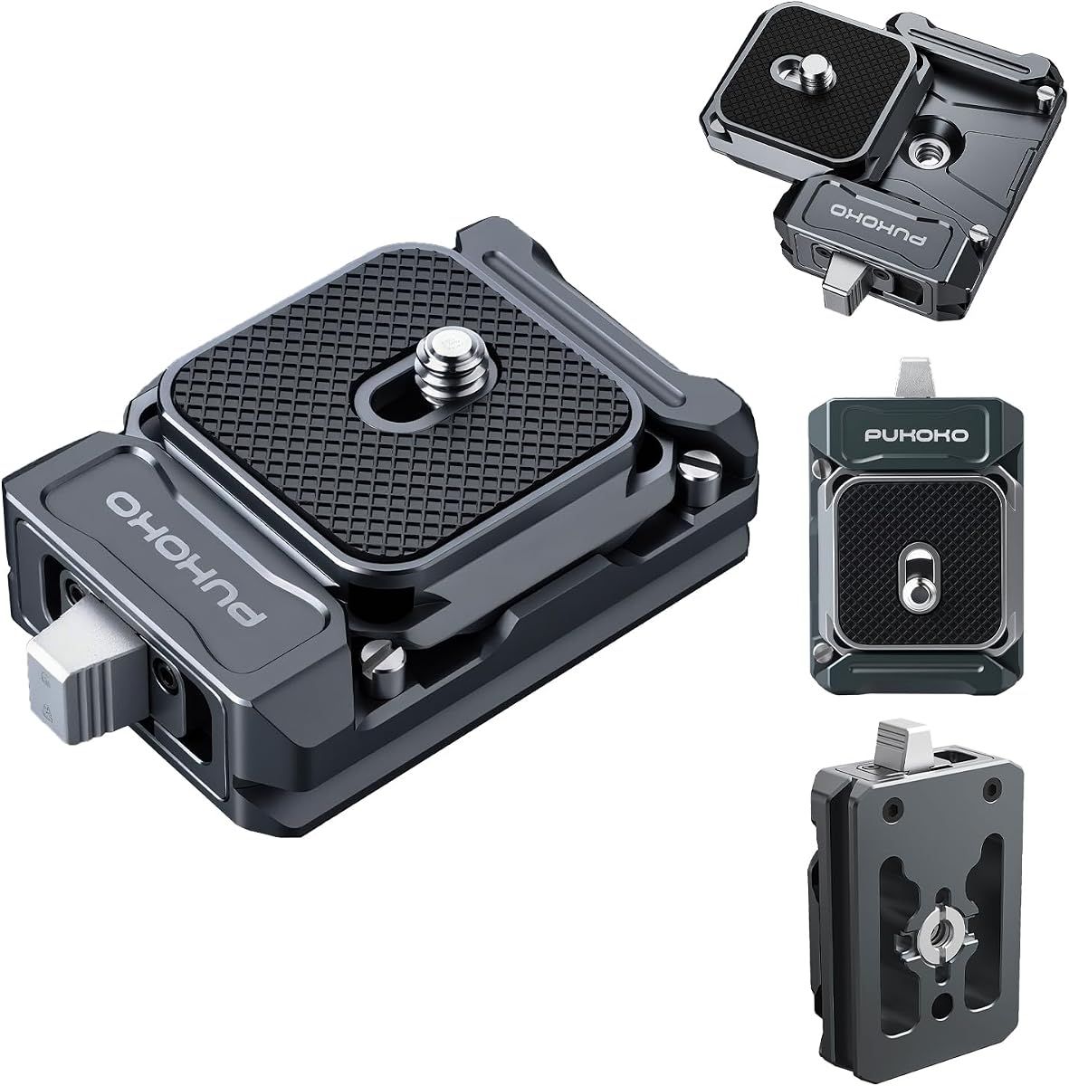 Kit de placa de liberación rápida para cámara, con rosca de tornillo de 1/4" a 3/8", sistema de liberación rápida, adaptador de montaje para trípode de cámara con placa QR para cámaras Canon/Sony/Nikon/Zhiyun/Feiyu/DJI