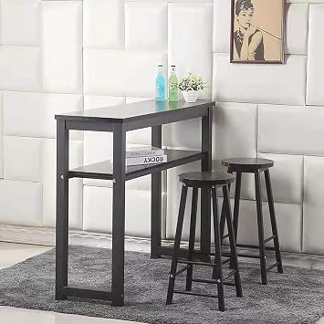 High Bar Table for Kitchen, Bar Table for Dining Room, Small Bar Table for Apartments, Bar Counter Table, Counter Height Bar Table with Storage, counter height dining table, home barBlack,80x40x100cm