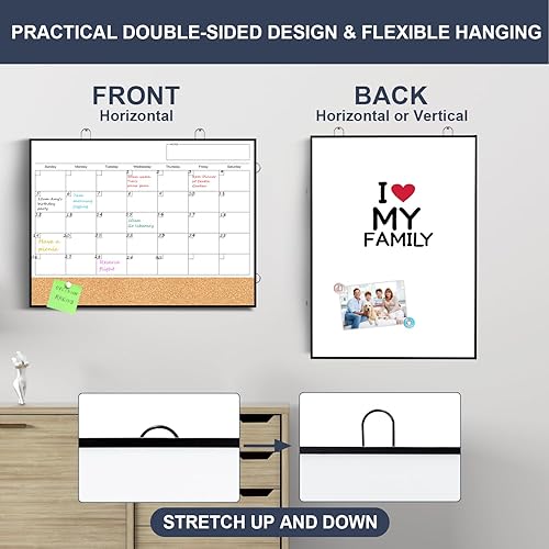 Miniatura 2 de Pizarra pequeña de borrado en seco, pizarra blanca portátil de 16 x 12 pulgadas, pizarra blanca colgante de doble cara para pared, mini pizarra