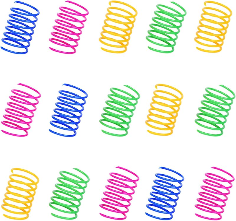 ISMARTEN 100 Pack Pet Wide Colorful Springs Cat Toys Plastic Coil Spiral Springs for Cat Kitten Pets (Random Color)