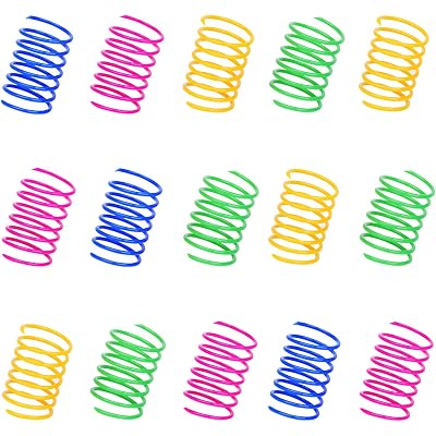 ISMARTEN 100 Pack Pet Wide Colorful Springs Cat Toys Plastic Coil Spiral Springs for Cat Kitten Pets (Random Color)