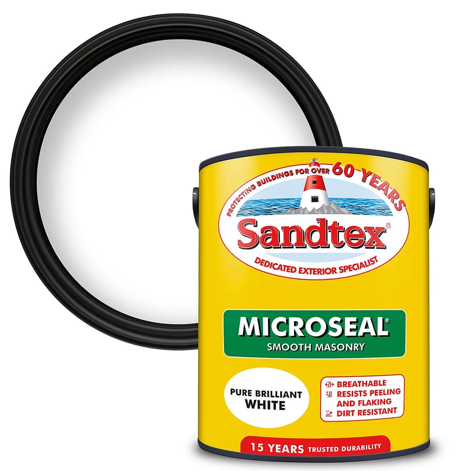 Sandtex Ultra Smooth Masonry Paint 5L – Brilliant White – Weatherproof Exterior Wall Paint – Dirt & Mould Resistant – Durable Long-Lasting Finish