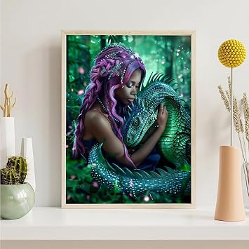 Diamond Art Kits for Adults Animal Diamond Painting Woman Pattern with Round Full Drill, 5D Gem Art Embroidery Cross Stitch Crystal Rhinestone Paintings for Adults DIY Hobbies 12x16in PjY5961 Q-W
