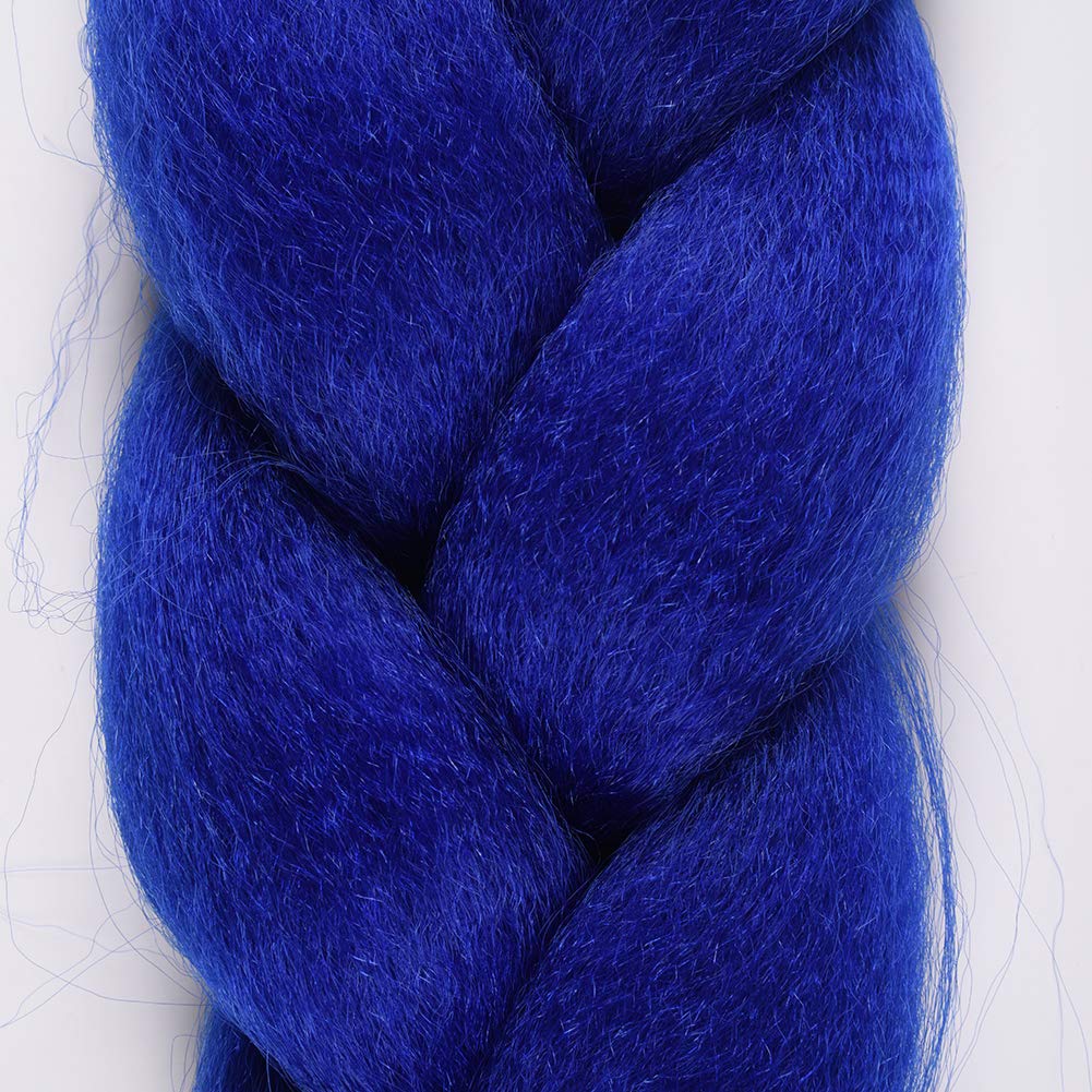 Blue Braiding Hair 24 Inch Jumbo Braiding Hair Extensions Hot Water Setting Synthetic Hair Pre Stretched Crochet Braids Hair for Twsit Box Hairstyle (24 Inch,3 Packs,Blue#) - Image 6