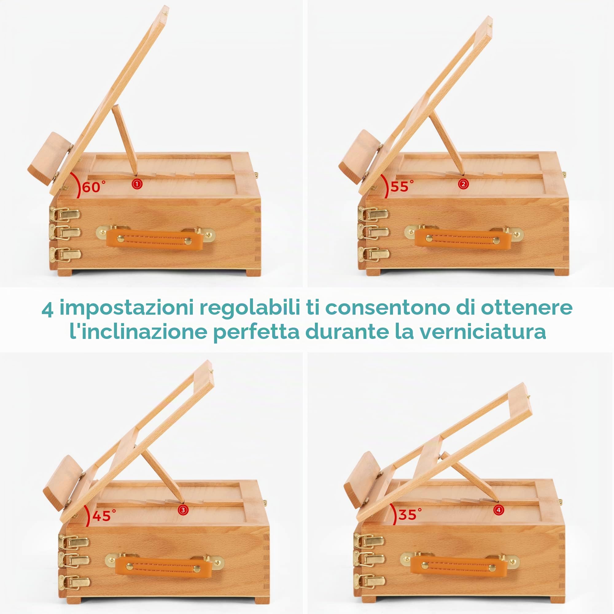 VISWIN Grande Cavalletto da Tavolo Regolabile con 3 Cassetti, Scatola per Cavalletto per Pittura in Legno di Faggio Premium, Cavalletto da Tavolo per Artista Portatile per Adulti, Artista