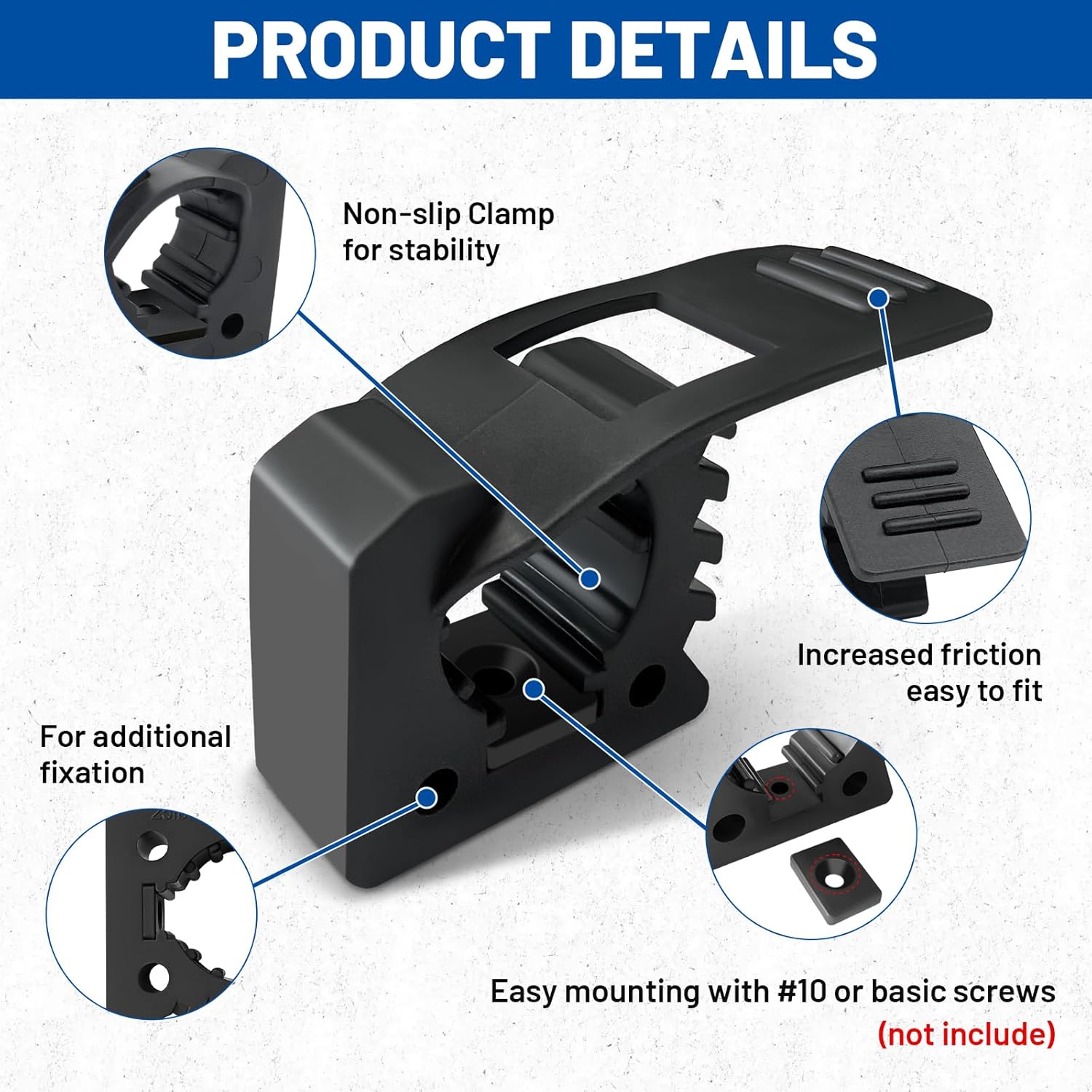 ROBLOCK Quick Release Rubber Clamp Mounts, 4-Pack Adjustable shovel clamp mount, Rubber Tool Handle Bracket for 0.8" to 1.2" Diameter, Universal Garage Storage, RV, Boat, ATV, and Any Wall