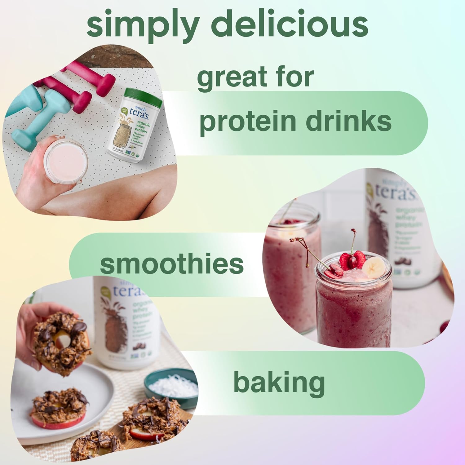 Simply tera's Organic Whey Protein Powder - 21g de Proteína por Porção, Sem Adoçantes Artificiais, Não-GMO, Kosher e Sem Glúten - Natural e Saudável - Imagem 4