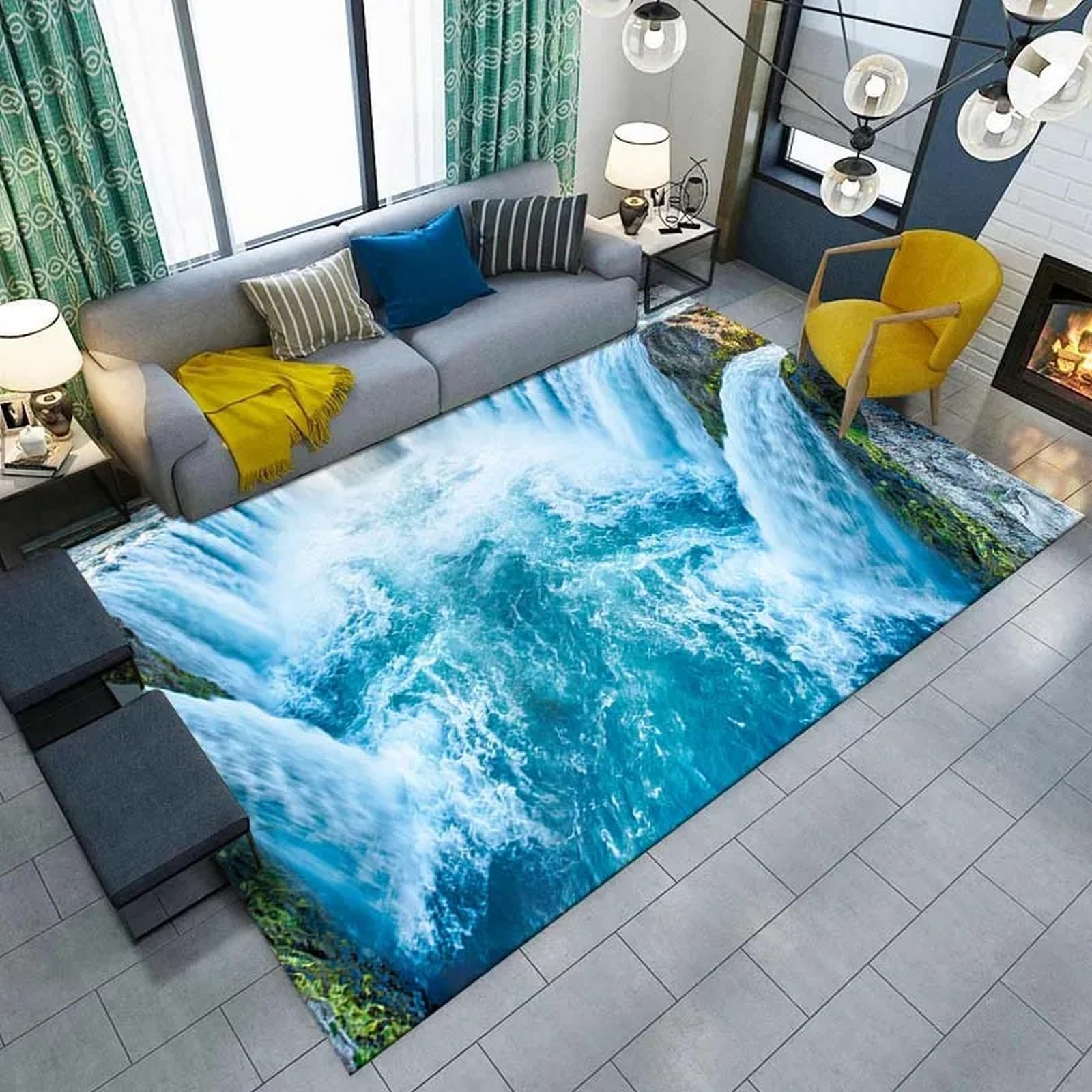 Tapis de sol pour porte intérieure et bureau décor rivière