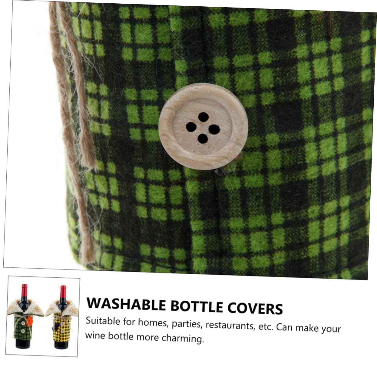 MAGICLULU 3 Ensembles Housse De Bouteille en Tissu À Carreaux Faux Shot De Vin De Noël Bouteilles Flacon Boire des Vêtements De De Vin Faux Manchons De 4 pièces * 3