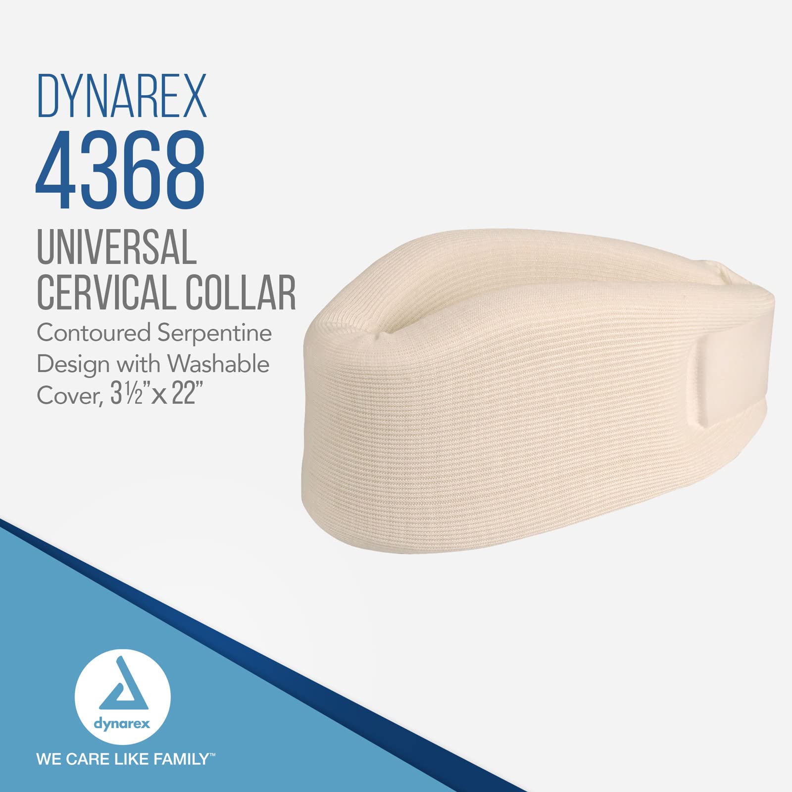 Dynarex Universal Cervical Collars, Contoured Serpentine Design with Washable Cover, Soft Cervical Collar for Comfortable Recovery, 3.5” x 22”, White, 1 Case of 10 Collars