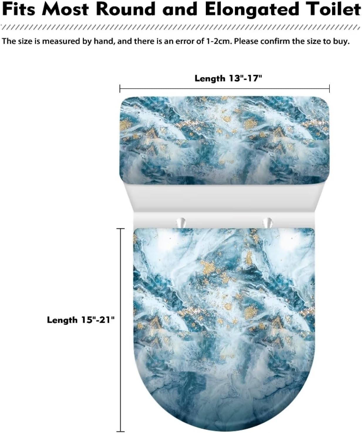 Flashideas Marble Print Toilet Lid Cover and Toilet Tank Cover Soft Plush Seat Covers Tank Lip Covers Easy to Clean Bathroom Decoration Accessories Fits Most Toilet Tanks & Lids