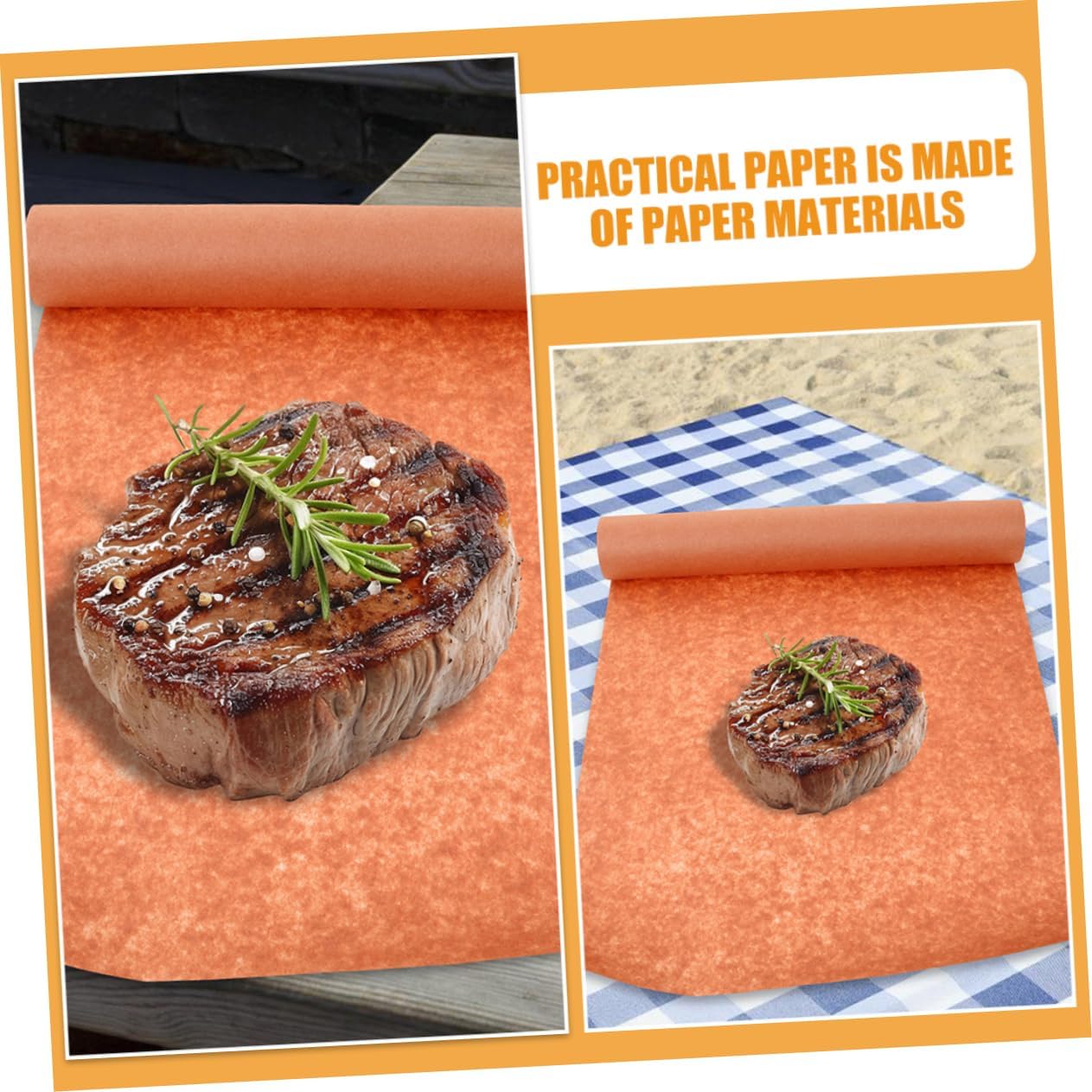 Natural Kraft Butcher Paper Roll, Grease Proof Non Stick Baking Paper