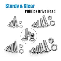 Vista 5 de Kit surtido de tuercas y tornillos, 900 piezas de acero inoxidable métricos surtidos M6 M5 M4 M3 Juego de tornillos de máquina Phillips