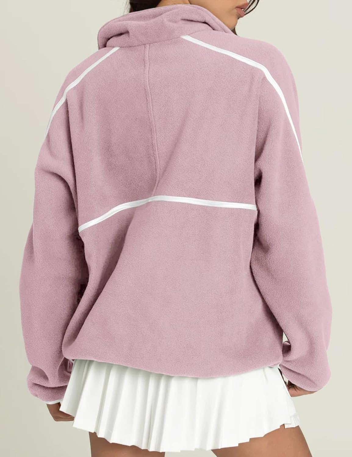 Yimoon Women's Oversized Sweatshirt Quarter Zip Fleece Pullover Casual Long Sleeve Loose Fall Fuzzy Tops Jacket Pockets - Image 4