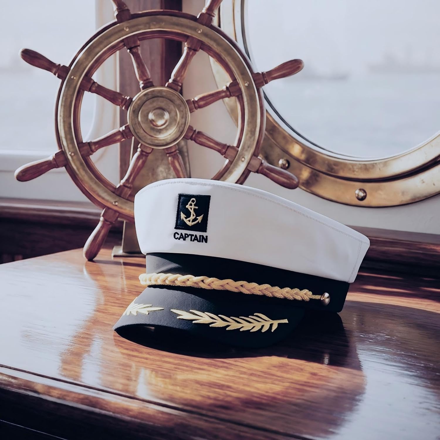 Navy Blue Captain Hat – Premium Sailor Hat for Men & Women, Classic Yacht Rock Style Captain hat for Nautical Theme Parties, Halloween Costume，Sailor Dress Up & Boat Crew Events