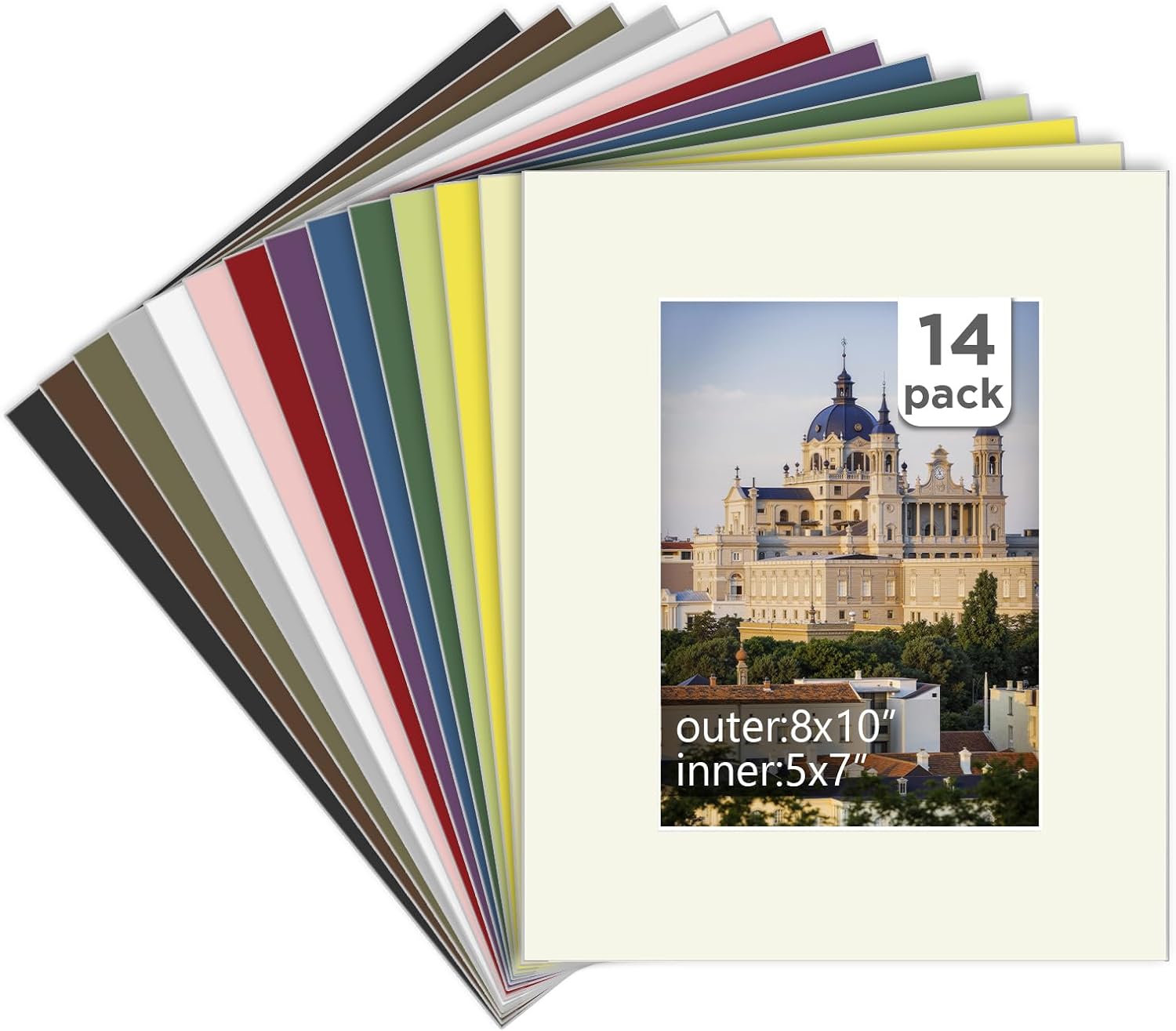 Egofine Pack of 25 White Pre-Cut Mat Board 11x14 Picture Mat for 8x10 Photo with White Core Bevel Cut Mattes Sets. Includes 25 High Premier Acid Free Mats & 25 Backing Board & 25 Clear Bags