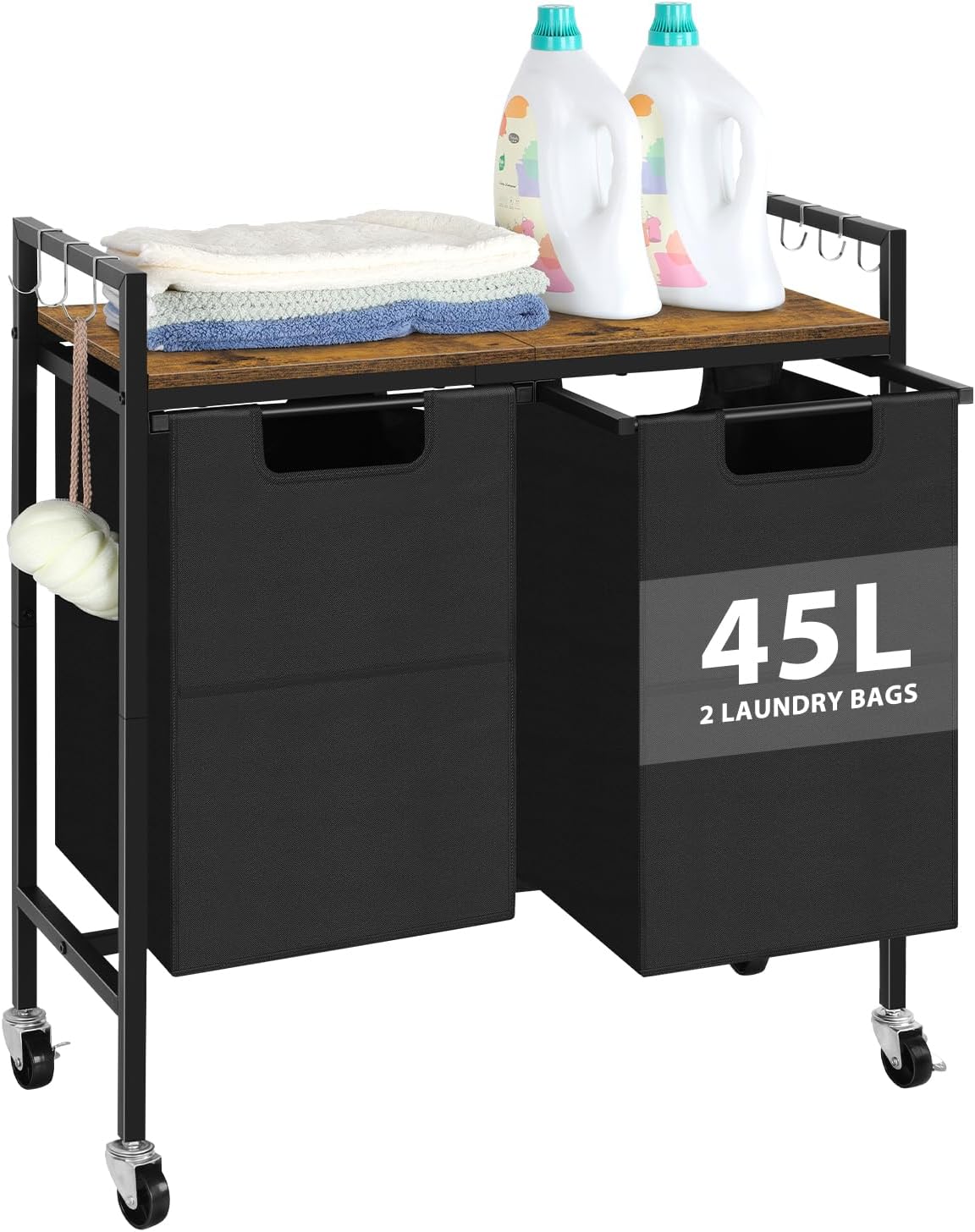 SOLEDI Laundry Hamper 2 Section, 120L Double Laundry Basket