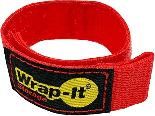 Wrap-It Storage Paquete de 12 envolturas de cordón de correa rápida, 9 pulgadas (12 unidades), color rojo, correa de gancho y bucle, soporte para