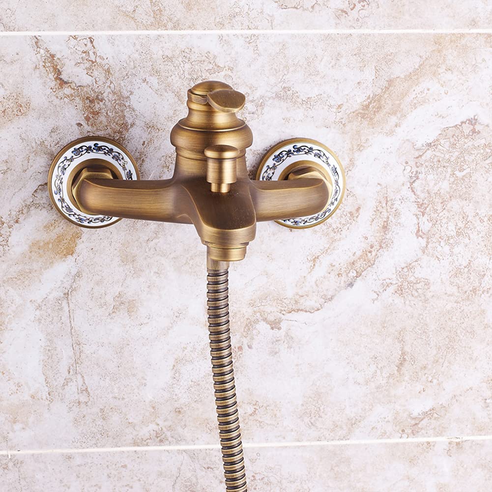 Gx Rubinetto Vasca Doccia, Nero, Miscelatore Monocomando Esterno, Con Doccetta E Tubo Flessibile Doccia Da 1.5M, Vasca Da Bagno Miscelatore a Parete, Ottone, Stile Anticato