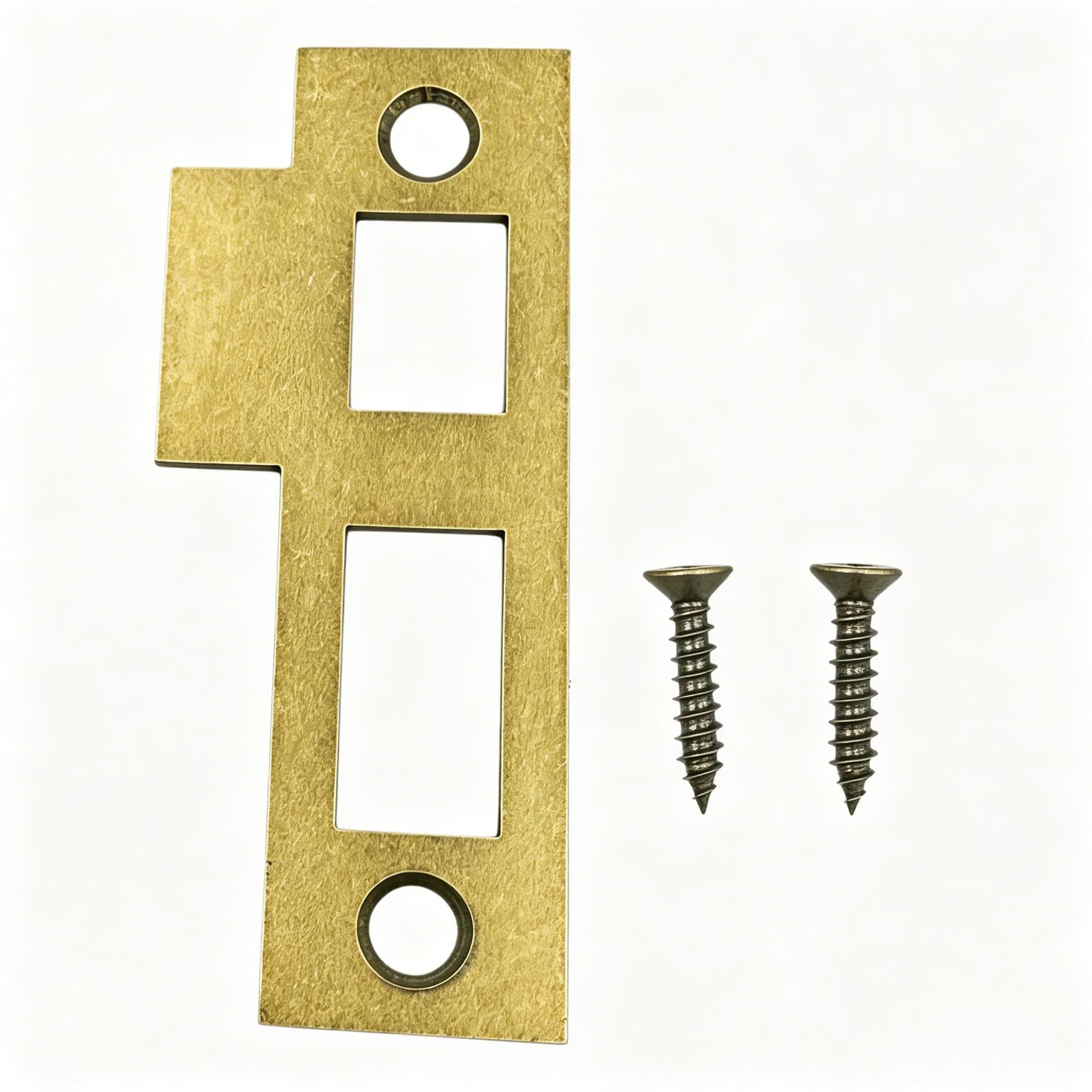 3-1/4" Antique Brass Mortise Strike Plate, Solid Brass Door Latch