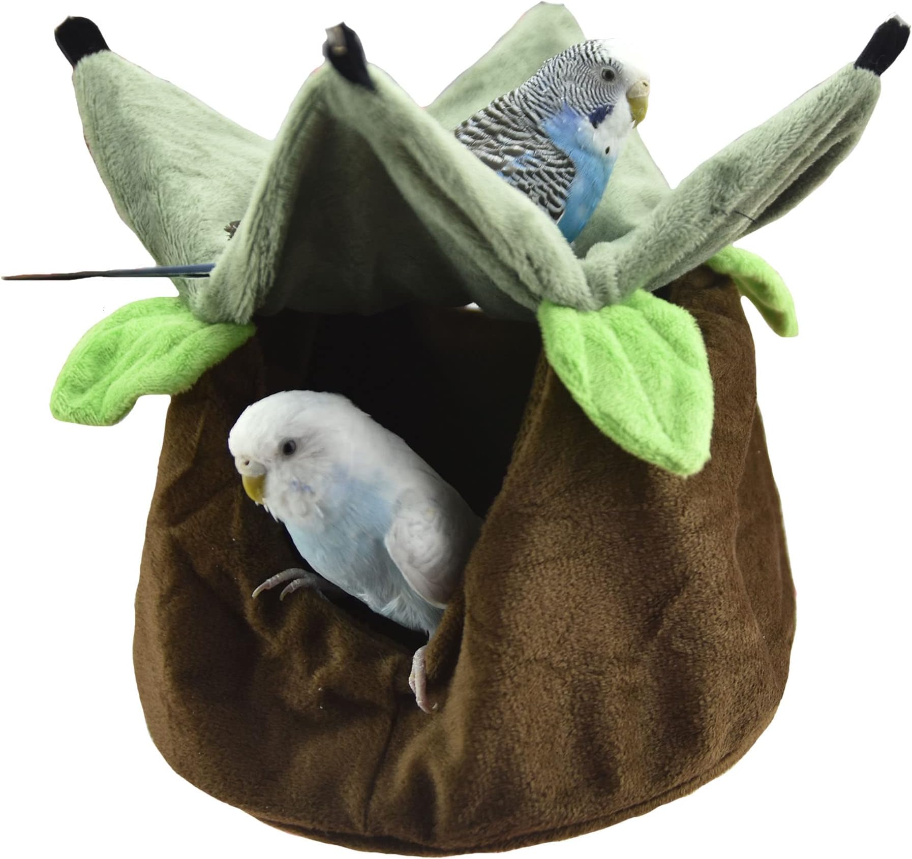 FLAdorepet Two Layers Bird Parrot Bed Nest Snuggle Hammock for Parakeet Lovebird Cockatoos,Warm Sugar Glider Ferret Bed Plush Hideout House for Guinea Pig Hamster (Brown)