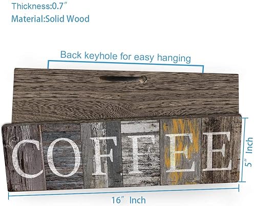 Rustic Coffee Sign Farmhouse Kitchen Decor Sign Printed Wall Hanging Coffee Bar Plaque For Home Office Coffee Counter Decor Vintage Wood Grain Coffee Station Signs By 16X5 Inches #TOP1