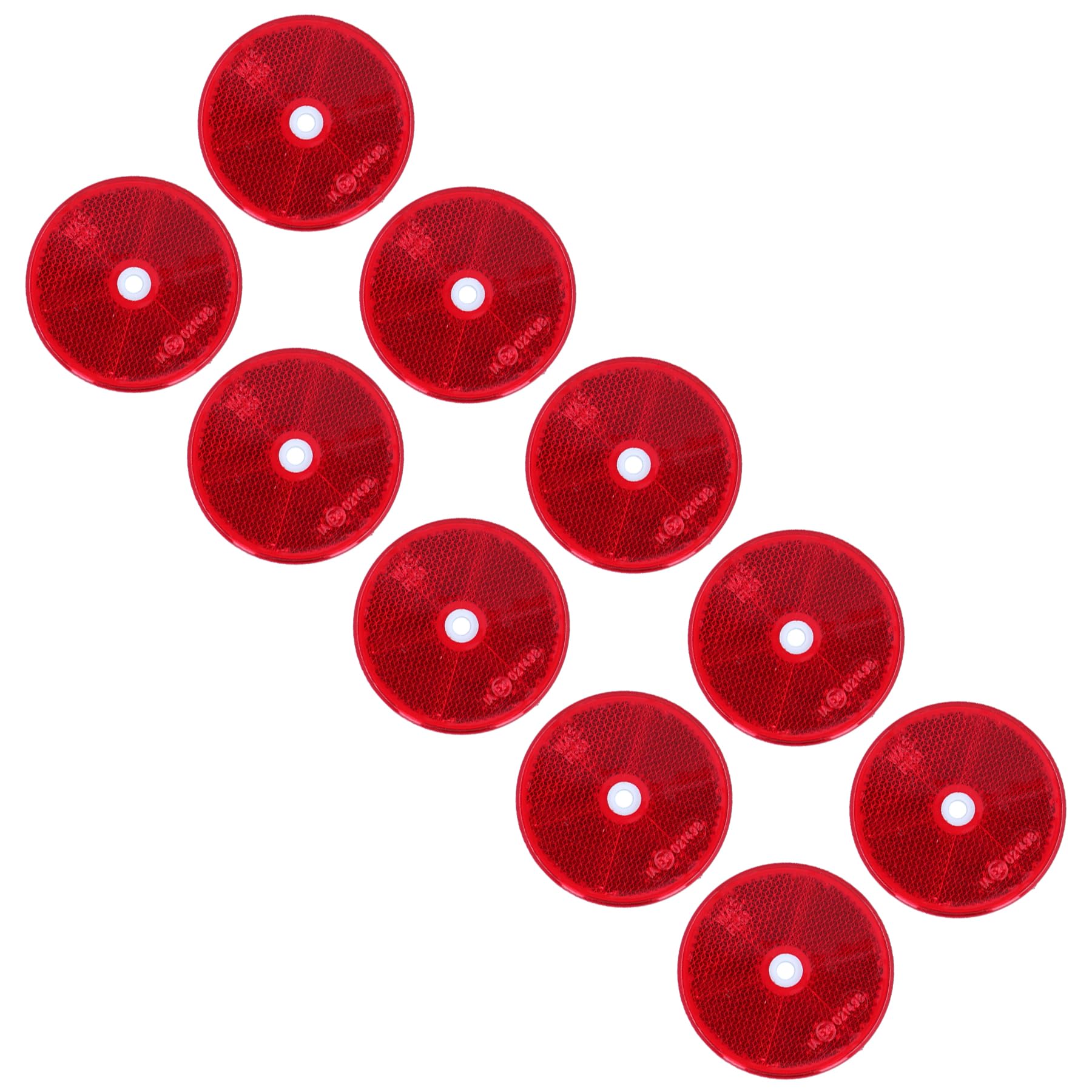 Ab Tools Red 10 X Round Circular Reflectors For Driveway Gate Fence Posts Trailer Rears