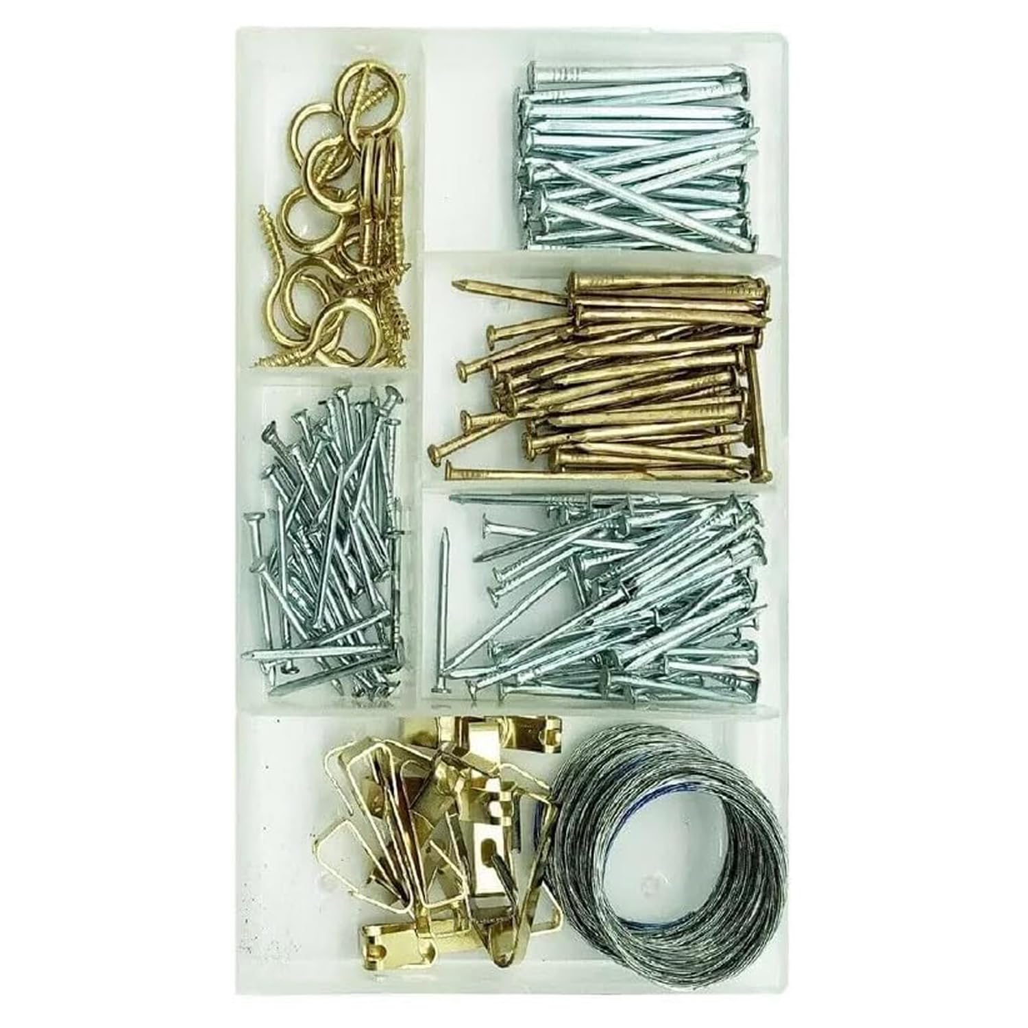 Picture Hanging Kit Metal with Assorted Nails Hooks and Wires for Color