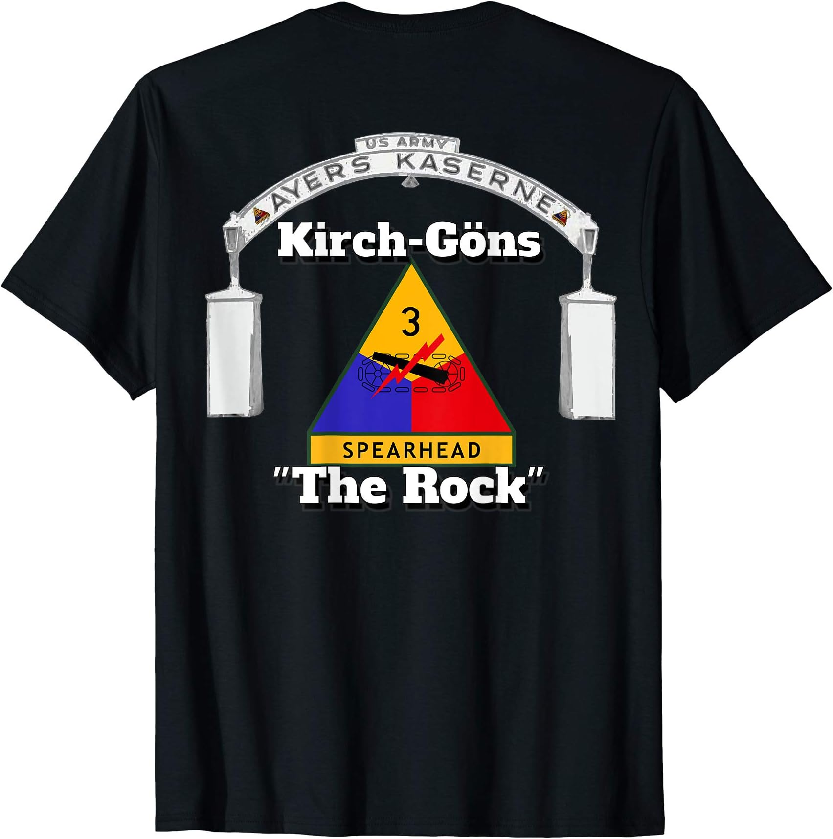 Ayers Kaserne - Kirch-Goens - 3rd AD Design on Back T-Shirt