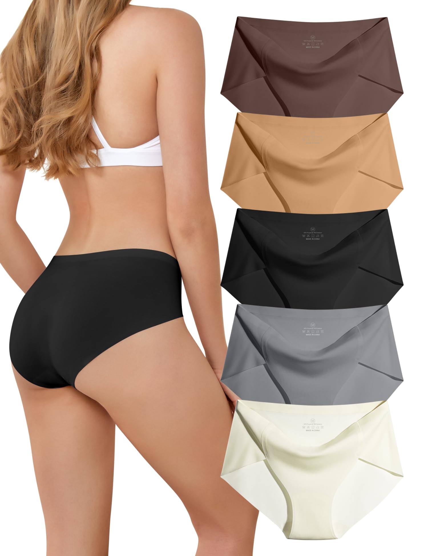 Memouniva Unterhosen Damen Seamless Slips Nahtlose Unterwäsche Frauen Stretch Unsichtbare Hipster 5er Pack