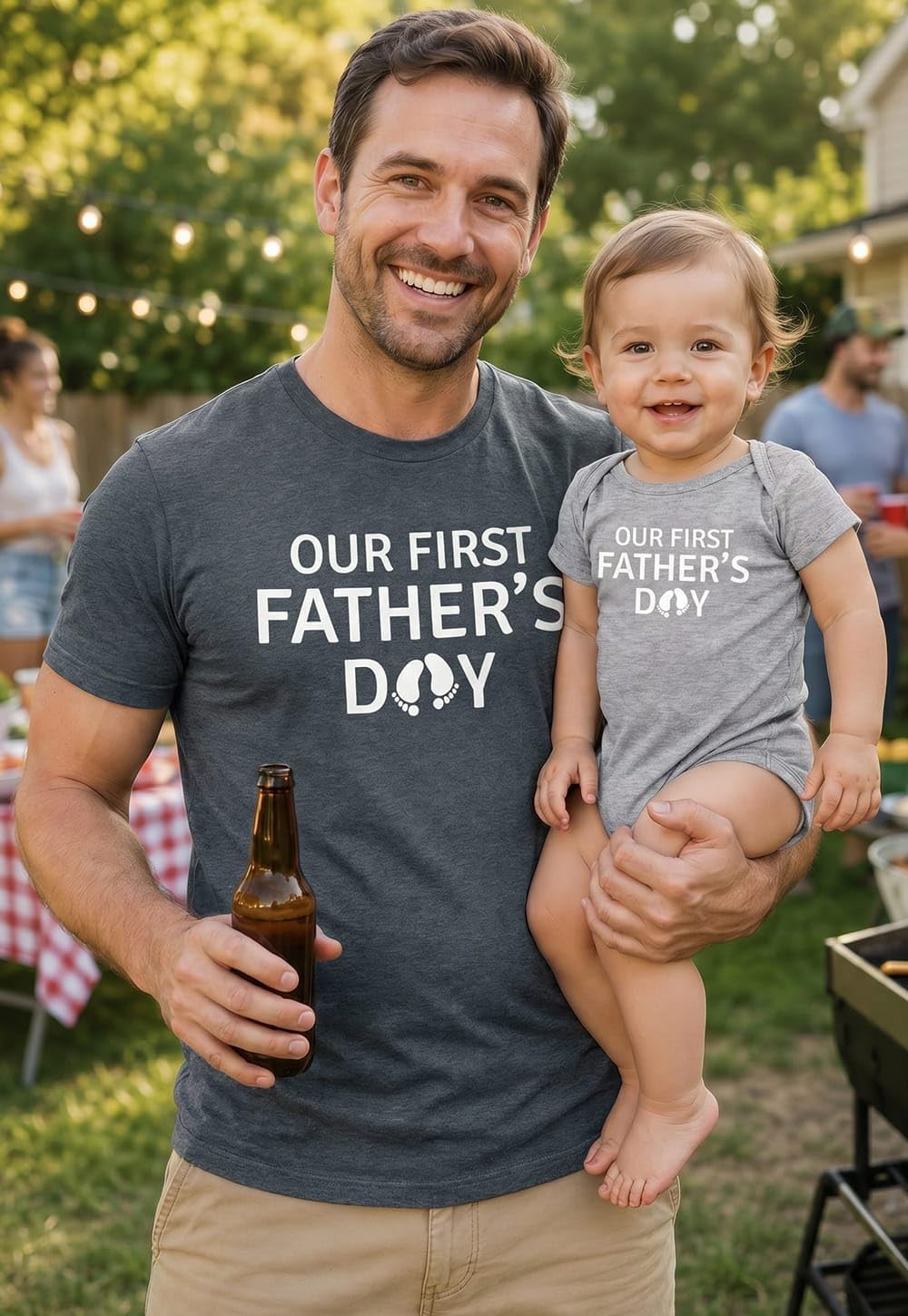 Tstars First Father's Day Dad Baby Matching Shirts New Dad Tee Bodysuit Set image 3