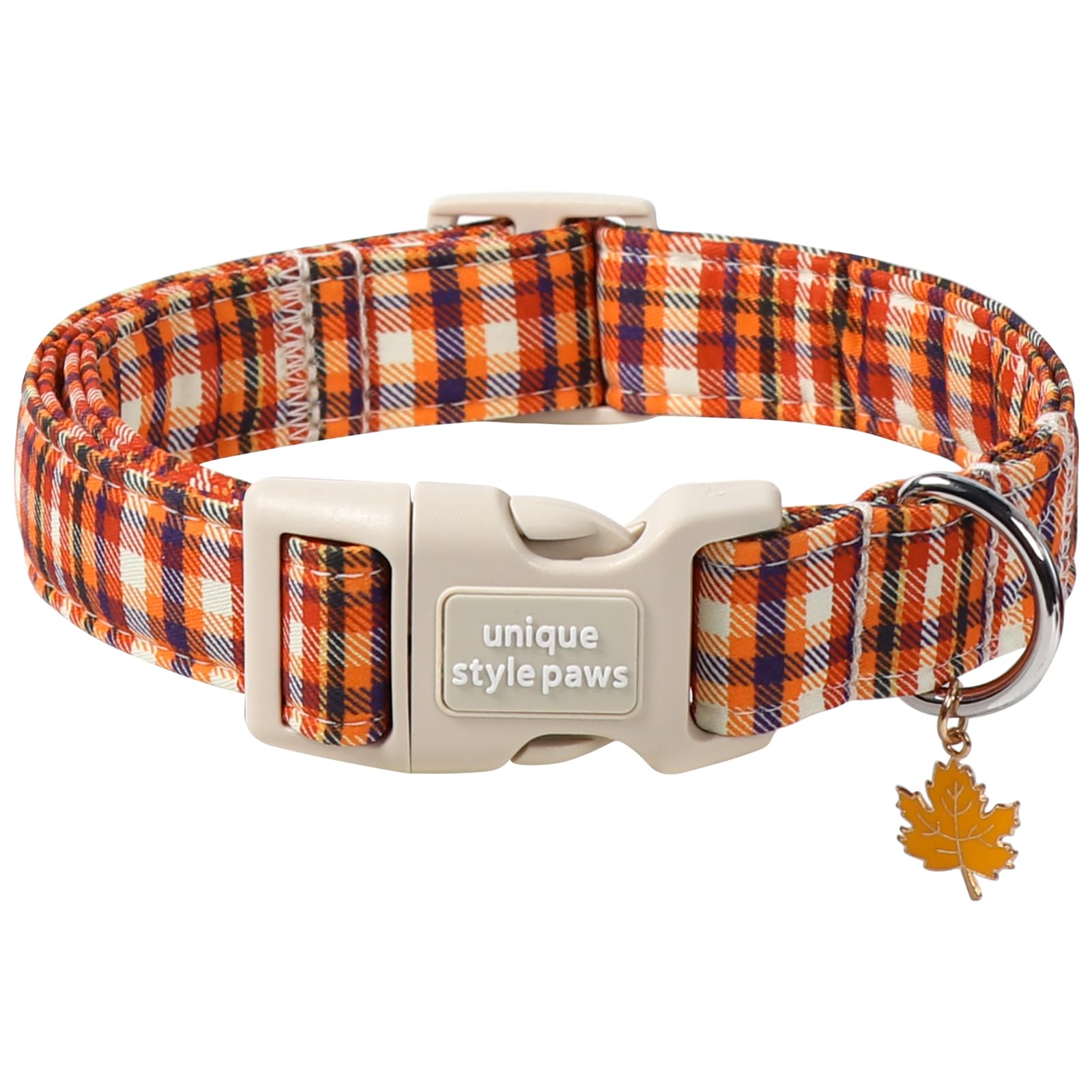 Unique style paws Dog Collar Plastic Buckle with Pendant Colorful Orange Grid Party Puppy Collars for Small Medium Large Boys Girls Dogs