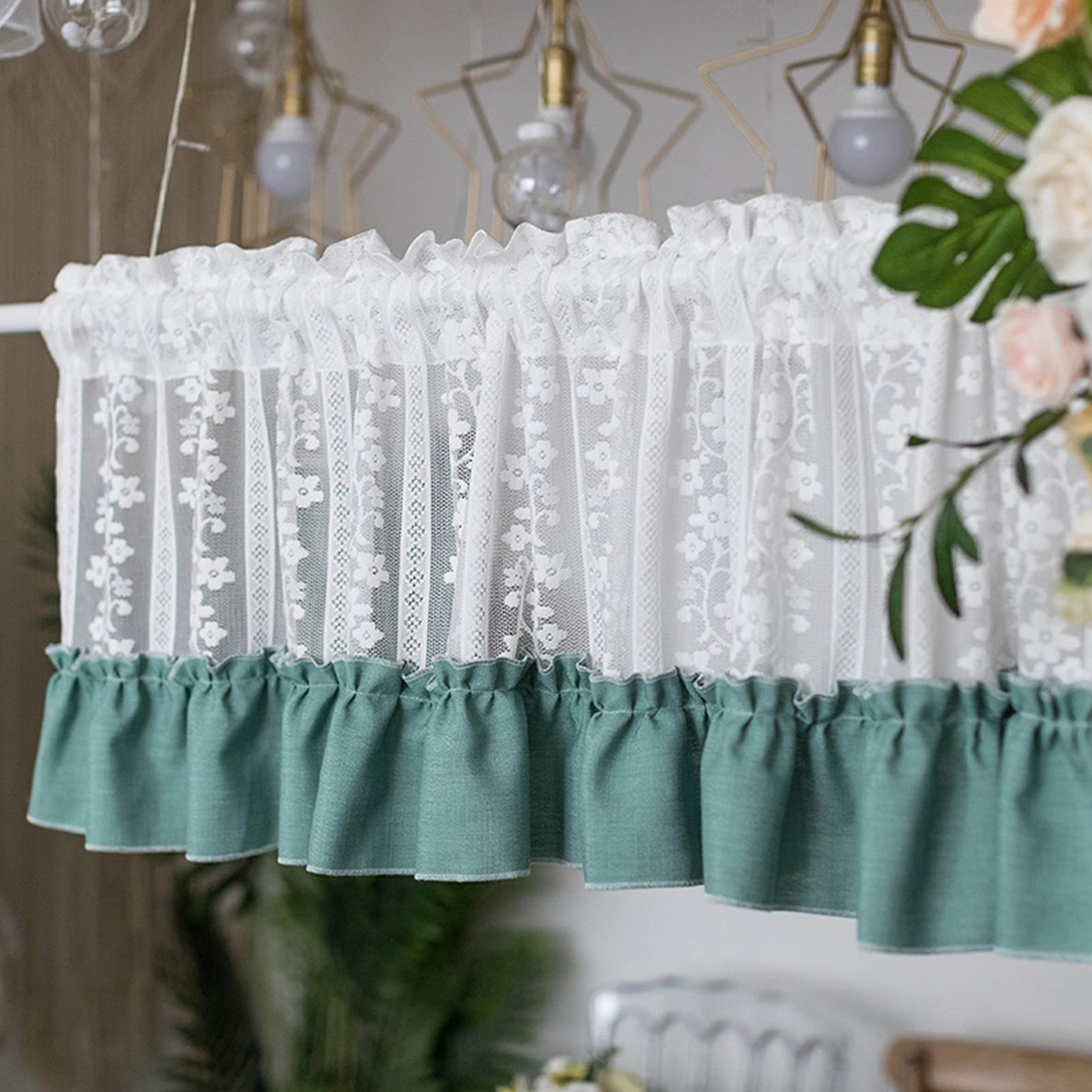 Rideau court semi-transparent pour cuisine et chambre ambiance style rural chaleureux