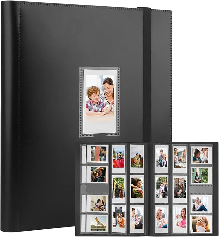 Veicevol Álbum de fotos com 560 bolsos para mini câmera Fujifilm instax, álbum para foto Polaroid, álbum de fotos para câmera instantânea Fujifilm Instax Mini 12 11 9 40 90 8 EVO LIPLAY, preto