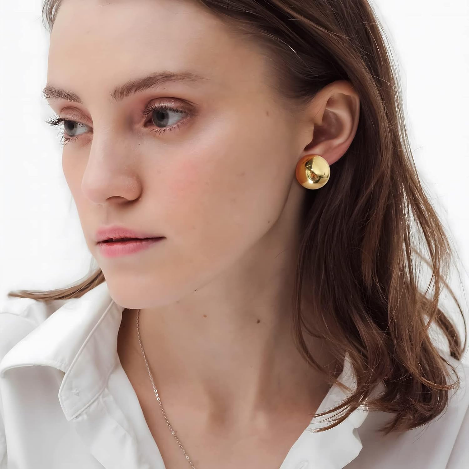 Gold Statement Clip on Earrings 14K Gold Plated Ball Button Drop Clip On Earrings for Women Trendy Statement Jewelry for Women - Image 2
