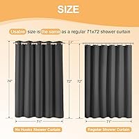 Vista 7 de River Dream Cortina de ducha de mezcla de algodón sin gancho con forro a presión, cortinas de ducha de grado hotelero para baño, repelente al agua