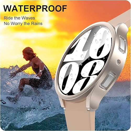 Miniatura 3 de 2+4 Pack Screen Protector for Samsung Galaxy Watch 6 44mm,JZK 2 Hard PC Protective Bumper Case + 4 Tempered Glass Screen Protector Film for Galaxy