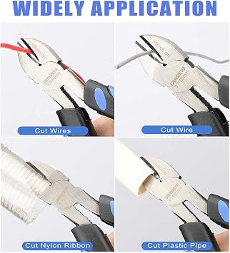 URASISTO 6-Inch Side-Cutting Pliers Diagonal Pliers with heavy Duty Nickel Chromium Steel Construction