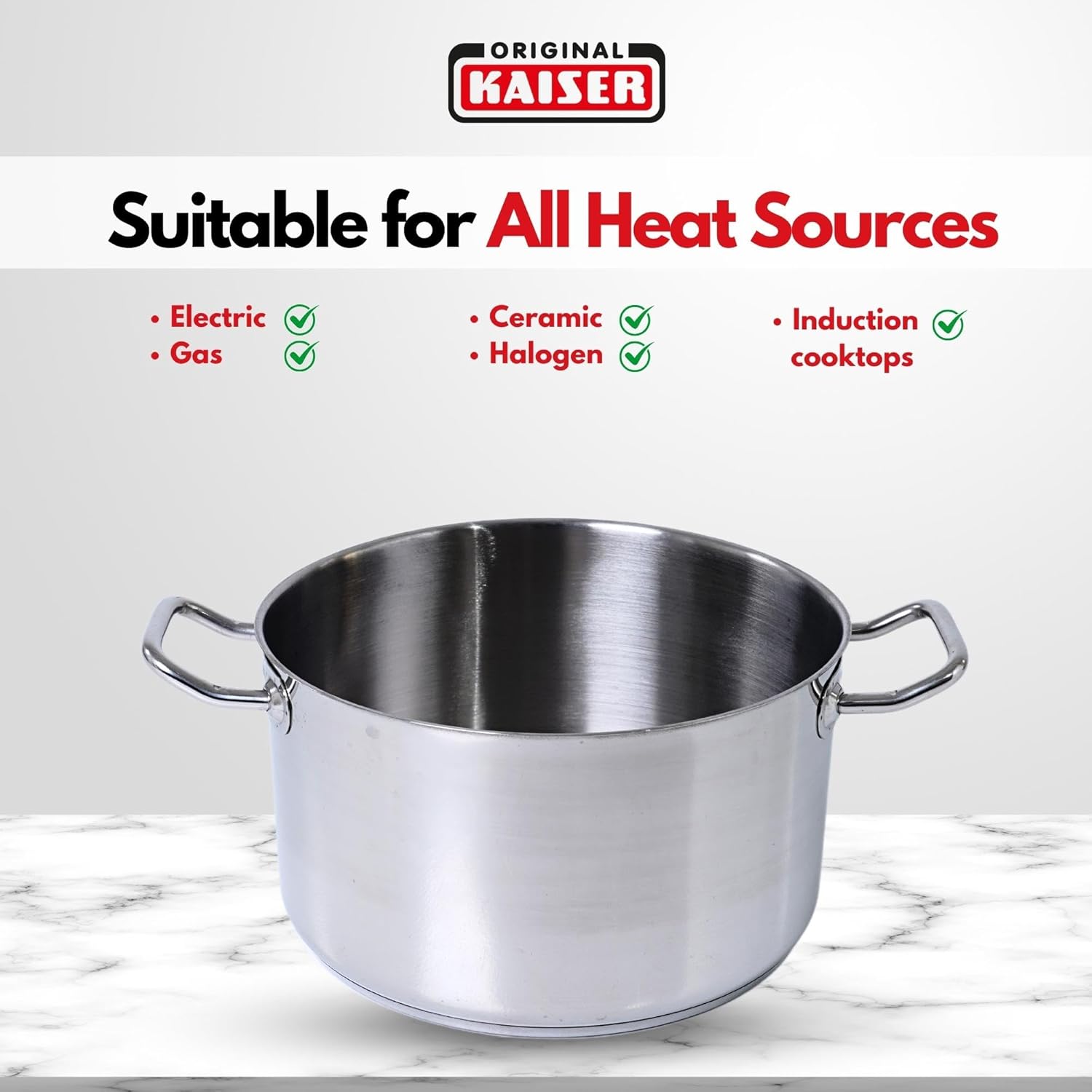 Large Stainless Steel Pot with Lid for Kaiser Large Stock Pot with Lid - Big Kitchen Cookware for Cooking, Canning, Boiling & Making Sauce & Soup - Pasta and Rice Stainless Steel Stockpot (9 Quartz)