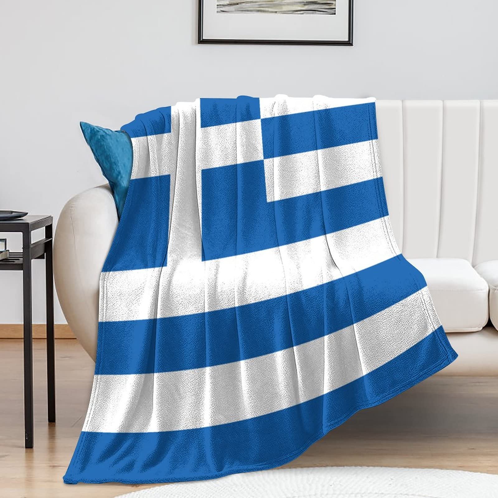 Plaid Grèce en polaire réversible pour cocooning au salon